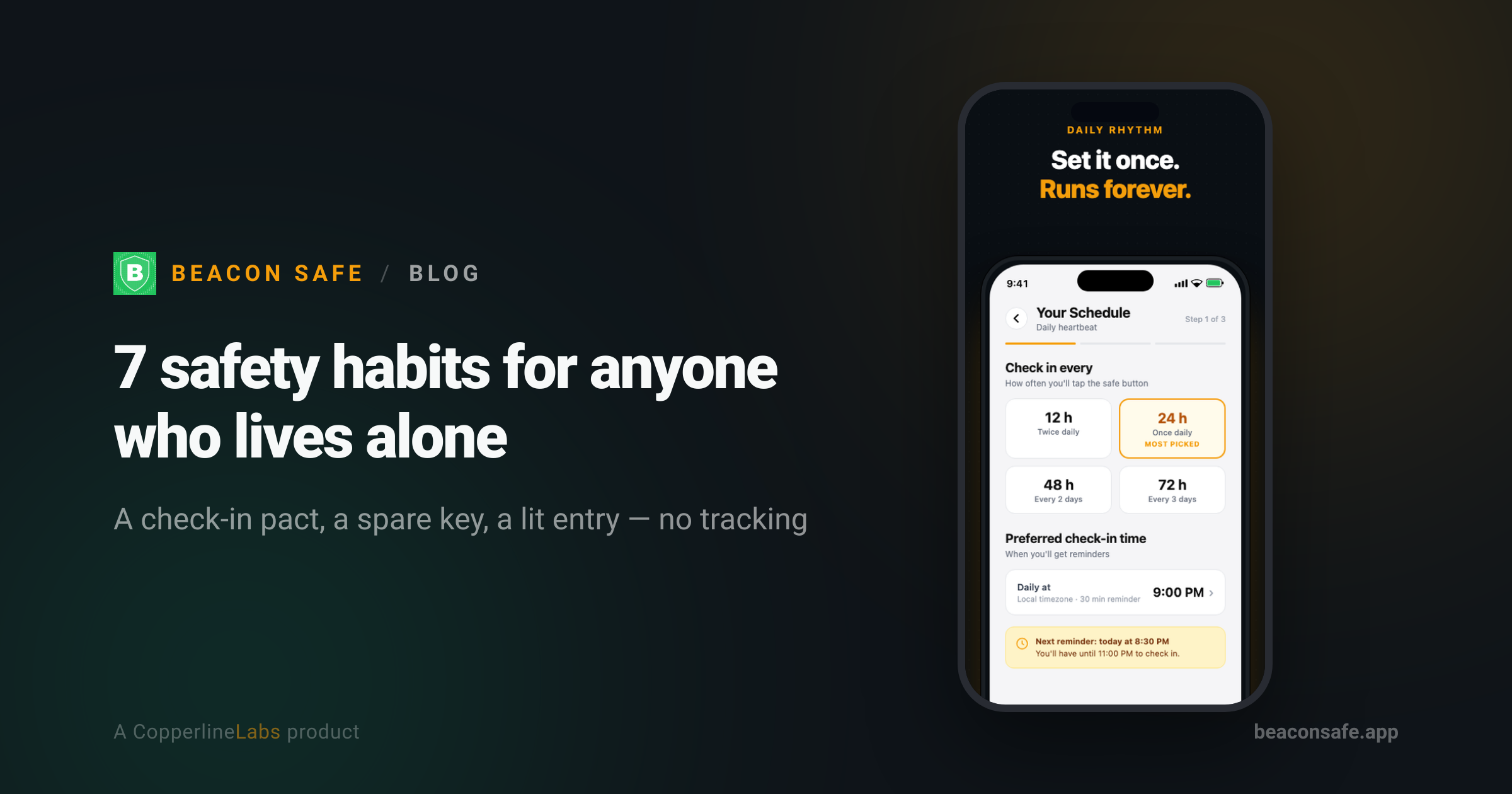 Consejos de seguridad para vivir solo: 7 hábitos cotidianos, con el registro diario de Beacon Safe